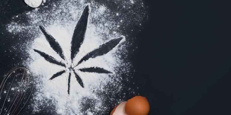 Marijuana Leaf Outlined On Flour