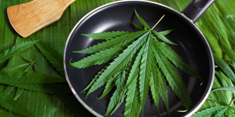 Marijuana Leaf In A Pan
